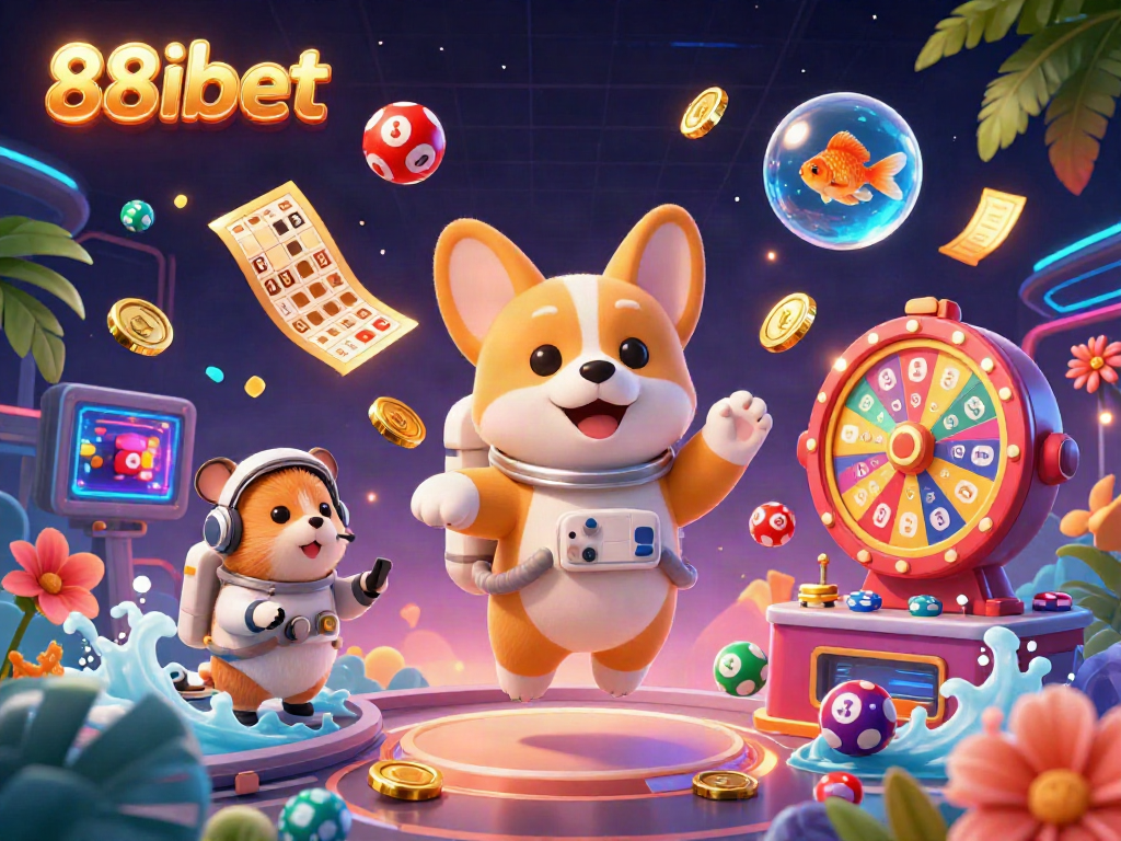 Experience engaging gaming with 88ibet, where fun and excitement float amongst vibrant lottery balls and casino elements.